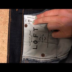 Loft Modern Frayed Skinny Jeans Dark Indigo 26